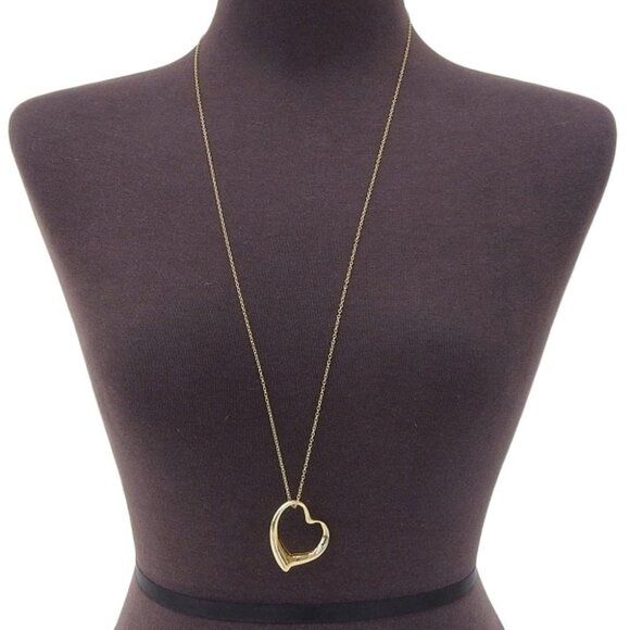 TIFFANY&Co. Open Heart Large Necklace Elsa Peretti K18 yellow gold heart - Picture 1 of 7